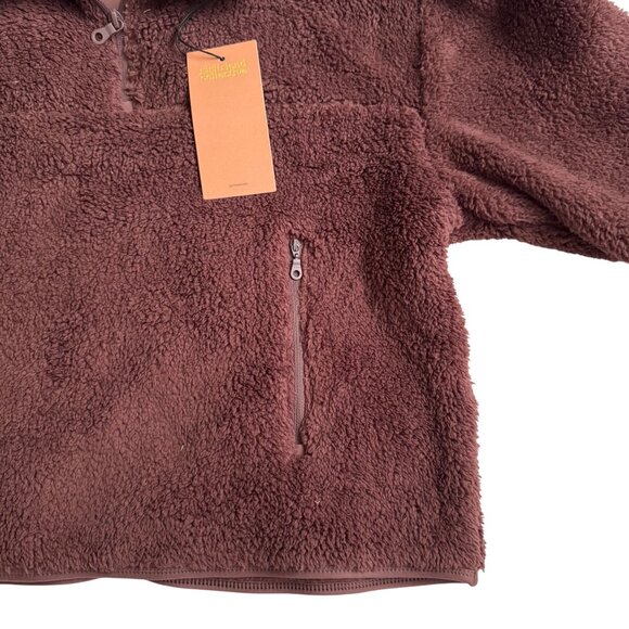 Girlfriend Collective M Half-Zip Recycled Polyester Sherpa Jacket In Cocoa new - Picture 9 of 12